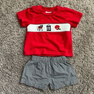 Sew Magnolia Smocks - 6 Months Boys GA Bulldog Shorts Set